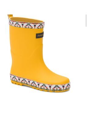 Pendleton Yellow Rain Boots with Geometric Trim
